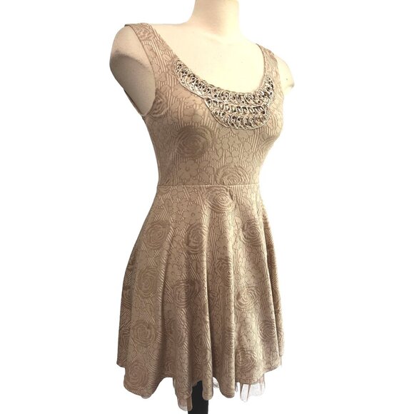 Free People Rock Princess Jacquard Fit and Flare Mini Dress Sz XS Womens Cream T - Picture 7 of 16